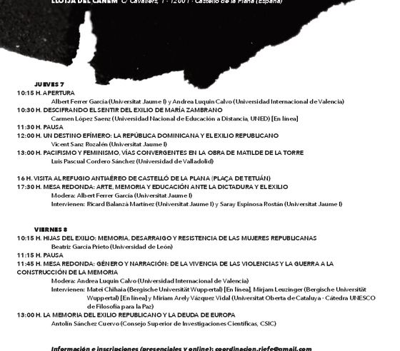Cartell I Jornadas Memorias, Paces, Exilios 