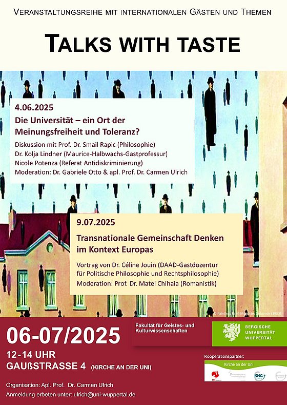 Talk with taste zum Thema "Transnationale Gemeinschaft Denken im Kontext Europas", am 9.7.2025