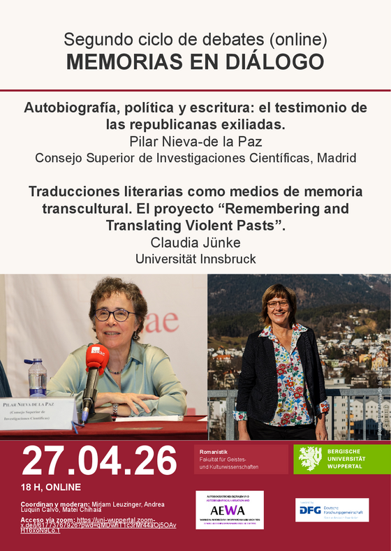 Memorias en diálogo, afiche del 27-4-2026