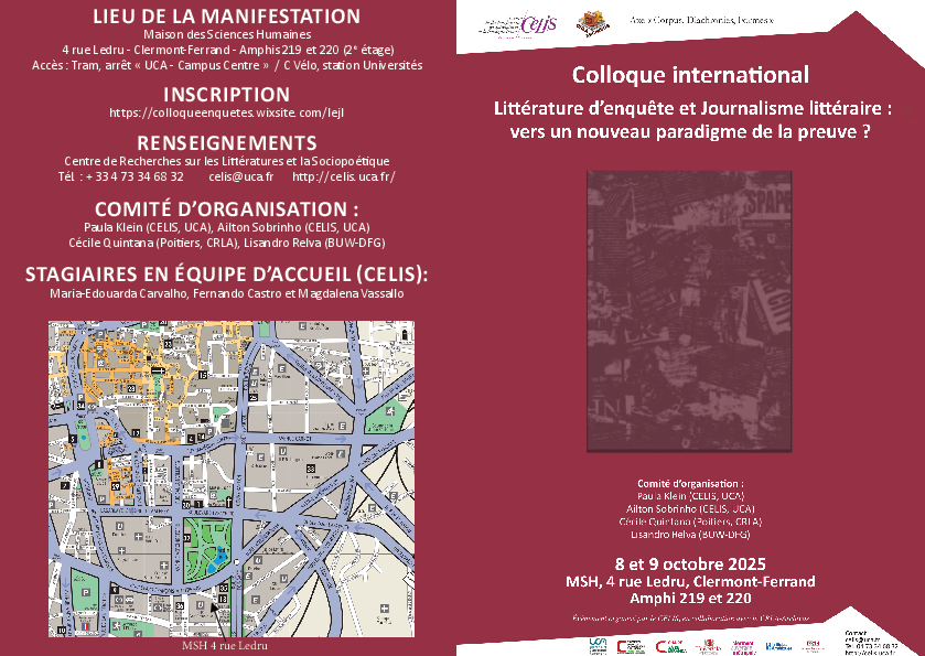 Programme Colloque Littérature d'Enquète